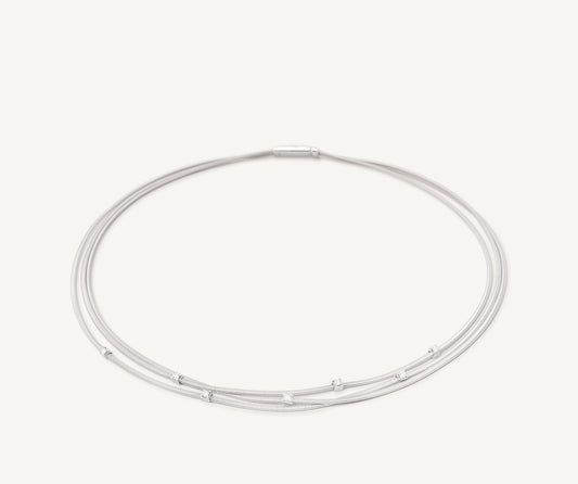 Multi-strand white gold necklace with diamonds