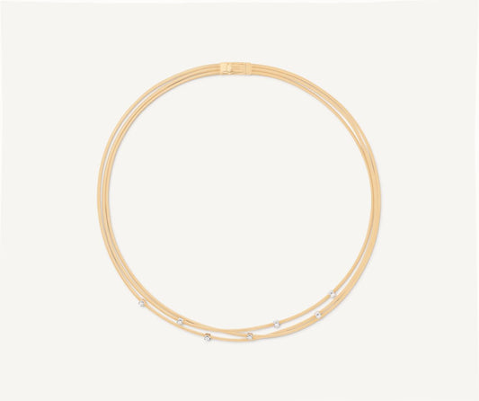 Multi-strand gold necklace with diamonds
