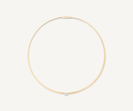 18K Yellow Gold Coil Collar With Cushion-Cut Diamond