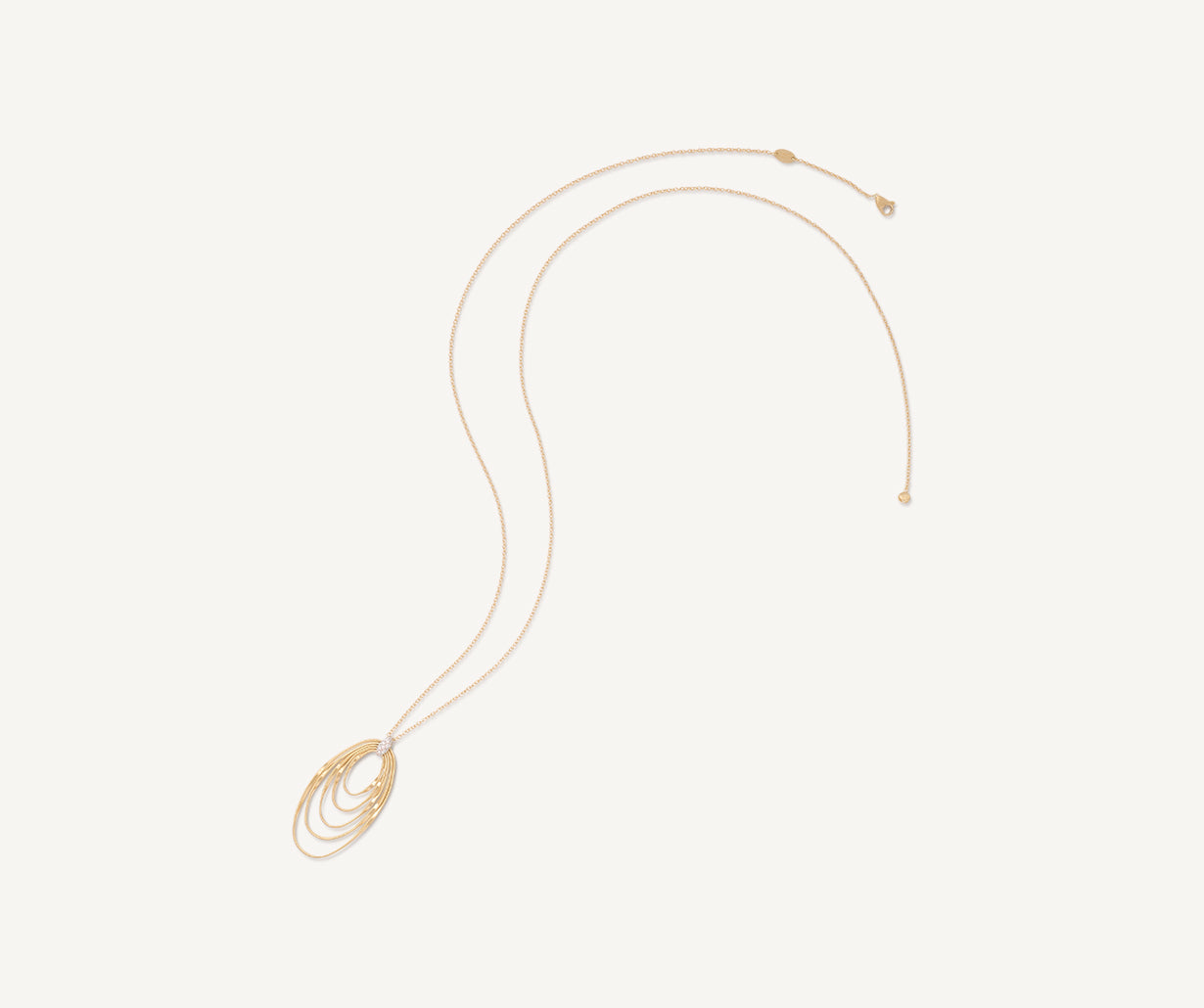 Long pendant with oval elements and diamonds