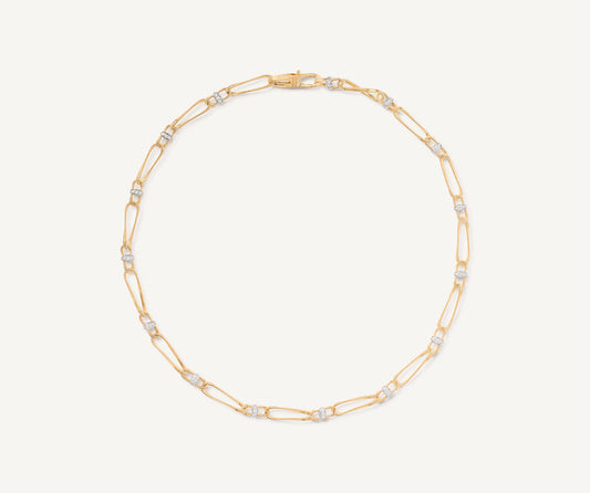 18kt yellow gold twisted coil link necklace with diamonds