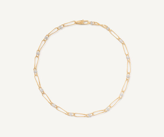 18kt yellow gold twisted coil link necklace with diamonds