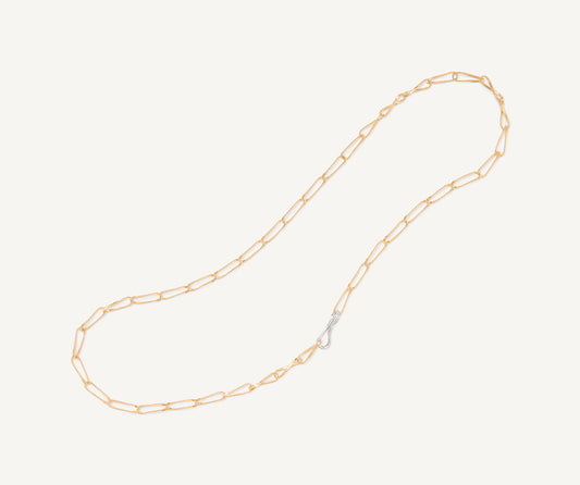 18kt yellow gold twisted coil link lariat with diamond clasp