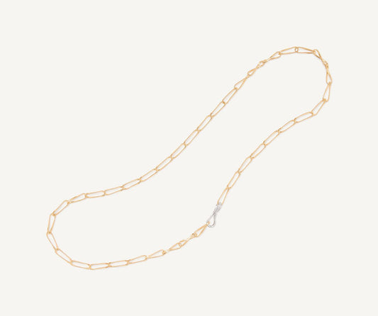 18kt yellow gold twisted coil link lariat with diamond clasp