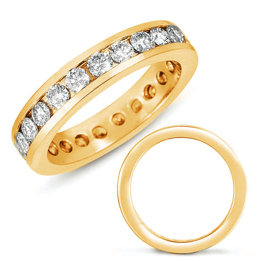 This Band is available in 14K Yellow Gold. There are a total of 23 stones. There are Round with a total carat weight of 1.65 set in a setting.