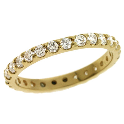 This Band is available in 14K Yellow Gold. There are a total of 25 stones. There are Round with a total carat weight of 0.84 set in a setting.