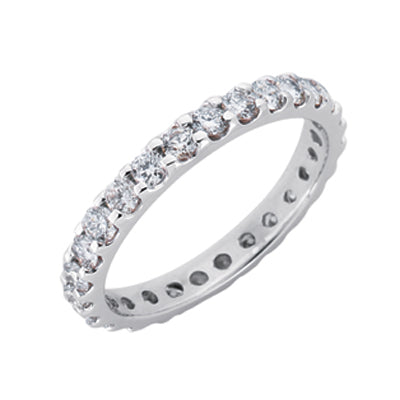 This Band is available in 14K White Gold. There are a total of 26 stones. There are Round with a total carat weight of 1.1 set in a setting.