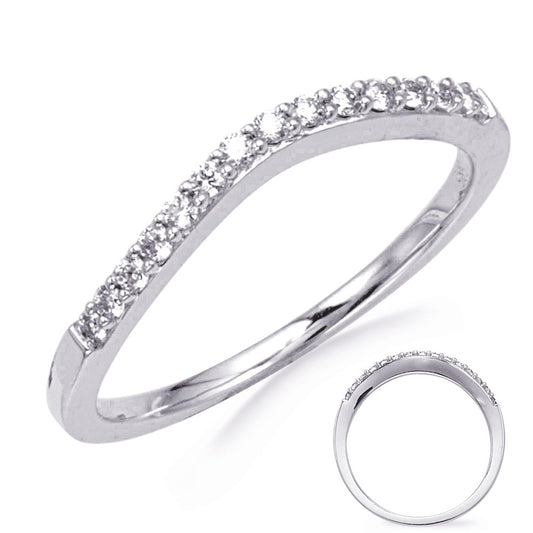 This Band is available in 14K White Gold. There are a total of 15 stones. There are Round with a total carat weight of 0.16 set in a Micro Prong setting.