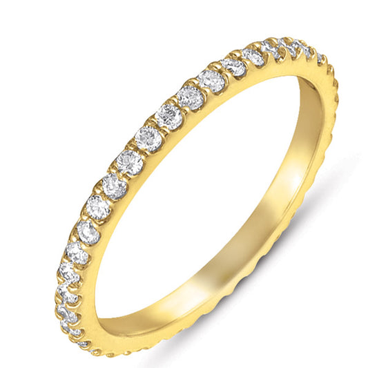 This Band is available in 14K Yellow Gold. There are a total of 36 stones. There are Round with a total carat weight of 0.48 set in a setting.
