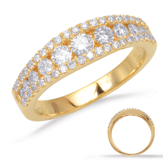 This Fashion Ring is available in 14K Yellow Gold. There are a total of 53 stones. There are Rounds with a total carat weight of 0.78 set in a Channel Set|Micro Prong setting.