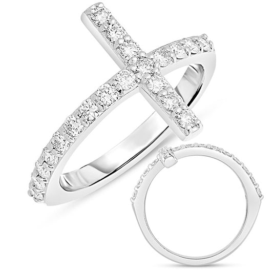 This Fashion Ring is available in 14K White Gold. There are a total of 20 stones. There are Rounds with a total carat weight of 0.59 set in a Prong Set setting.
