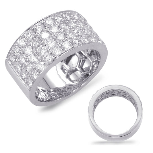This Fashion Ring is available in 14K White Gold. There are a total of 39 stones. There are Rounds with a total carat weight of 2.19 set in a Micro Prong setting.