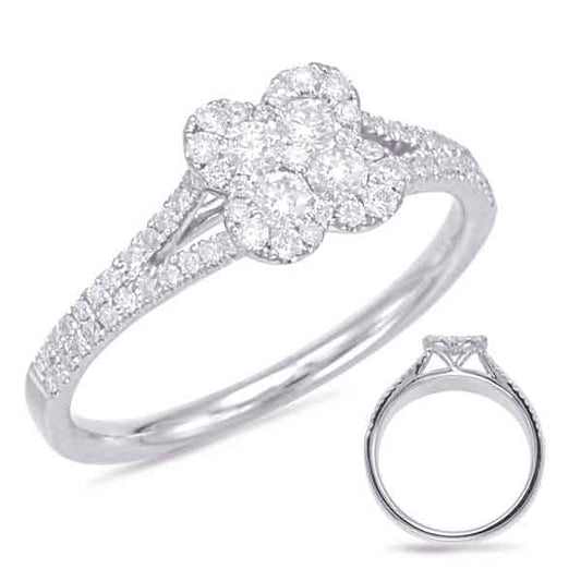 This Fashion Ring is available in 14K White Gold. There are a total of 73 stones. There are Rounds with a total carat weight of 0.44 set in a Micro Prong|Prong Set setting.