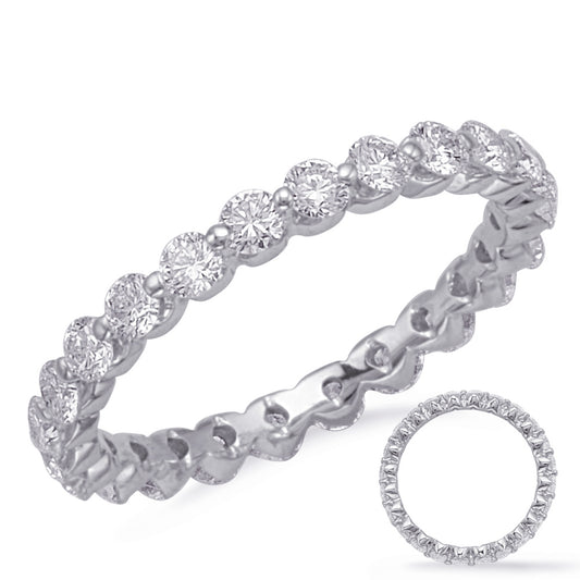 This Band is available in 14K White Gold. There are a total of 24 stones. There are Round with a total carat weight of 1.18 set in a Prong Set|Shared Prongs setting.