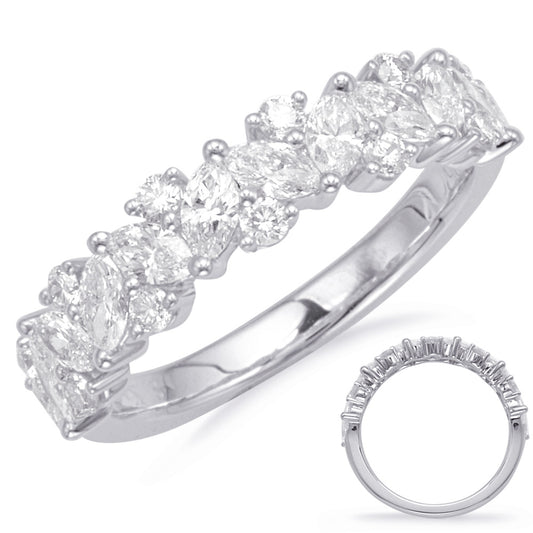 This Fashion Ring is available in 14K White Gold. There are a total of 23 stones. There are Marquise with a total carat weight of 0.89 set in a Prong Set|Shared Prongs setting.There are Rounds stones with a total carat weight of 0.27 set in a Prong Set|Shared Prongs.