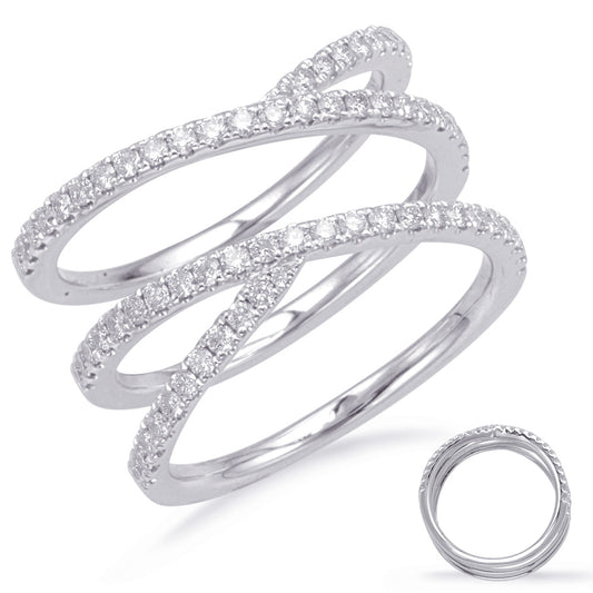 This Fashion Ring is available in 14K White Gold. There are a total of 70 stones. There are Rounds with a total carat weight of 0.59 set in a Micro Prong setting.