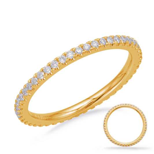 This Band is available in 14K Yellow Gold. There are a total of 48 stones. There are Round with a total carat weight of 0.37 set in a Micro Prong setting.
