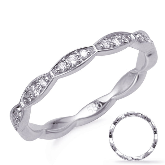 This Band is available in 14K White Gold. There are a total of 30 stones. There are Round with a total carat weight of 0.29 set in a Micro Prong|Shared Prongs setting.