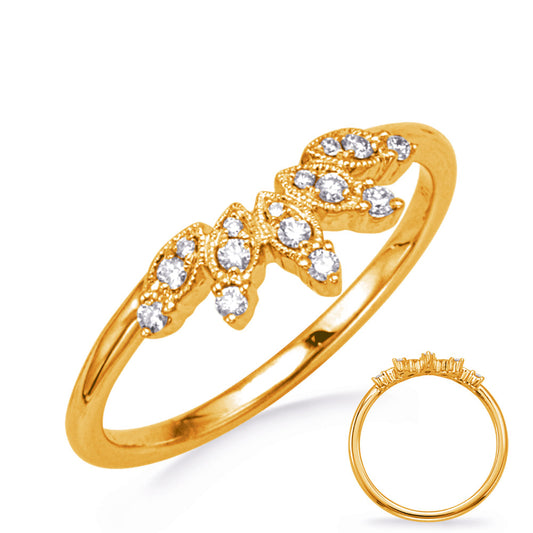 This Fashion Ring is available in 14K Yellow Gold. There are a total of 15 stones. There are Rounds with a total carat weight of 0.11 set in a Micro Prong setting.