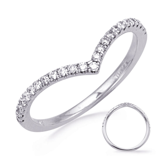 This Band is available in 14K White Gold. There are a total of 25 stones. There are Round with a total carat weight of 0.2 set in a Micro Prong setting.