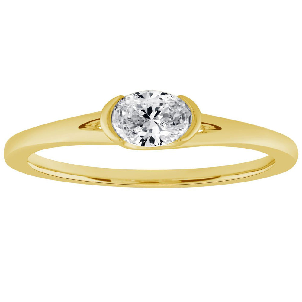 This Fashion Ring is available in 14K Yellow Gold. There are a total of 1 stones. There are Oval with a total carat weight of 0.32 set in a Channel Set setting.