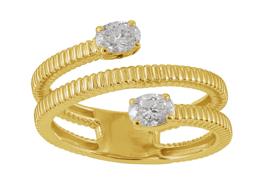 This Fashion Ring is available in 14K Yellow Gold. There are a total of 2 stones. There are Oval with a total carat weight of 0.4 set in a Prong Set setting.