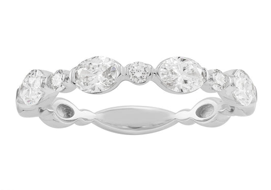 This Fashion Ring is available in 14K White Gold. There are a total of 7 stones. There are Marquise with a total carat weight of 0.62 set in a Shared Prongs setting.There are Rounds stones with a total carat weight of 0.08 set in a Shared Prongs.