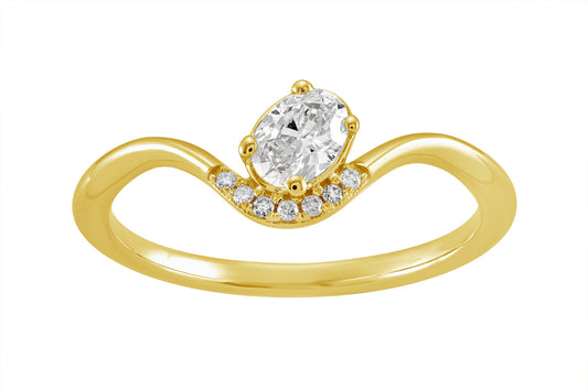 This Fashion Ring is available in 14K Yellow Gold. There are a total of 8 stones. There are Oval with a total carat weight of 0.31 set in a Micro Prong|Prong Set setting.There are Rounds stones with a total carat weight of 0.03 set in a Micro Prong|Prong Set.