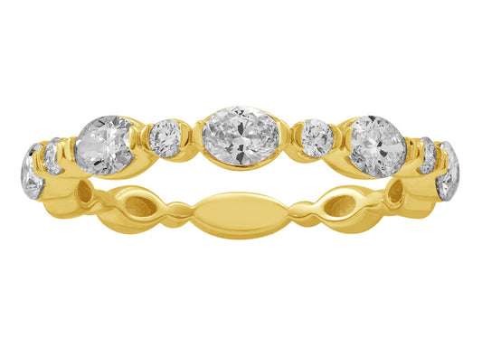 This Fashion Ring is available in 14K Yellow Gold. There are a total of 9 stones. There are Oval with a total carat weight of 0.76 set in a Bezel Set setting.There are Rounds stones with a total carat weight of 0.12 set in a Bezel Set.