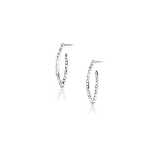 Baby Diamond Marquis Hoop Earrings