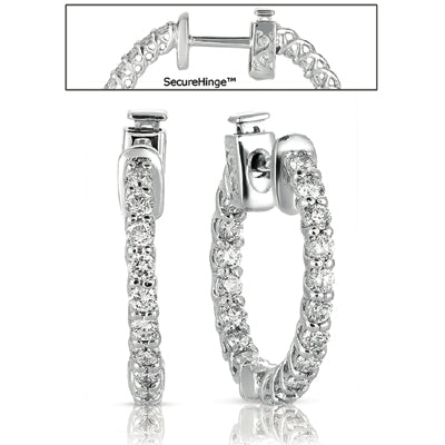 This Earring is available in 14K White Gold. There are a total of 32 stones. There are Rounds with a total carat weight of 0.95 set in a setting.