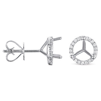 This Earring is available in 14K White Gold. There are a total of 54 stones. There are Rounds with a total carat weight of 0.2 set in a setting.