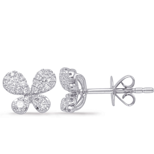 This Earring is available in 14K White Gold. There are a total of 52 stones. There are Rounds with a total carat weight of 0.35 set in a Micro Prong setting.