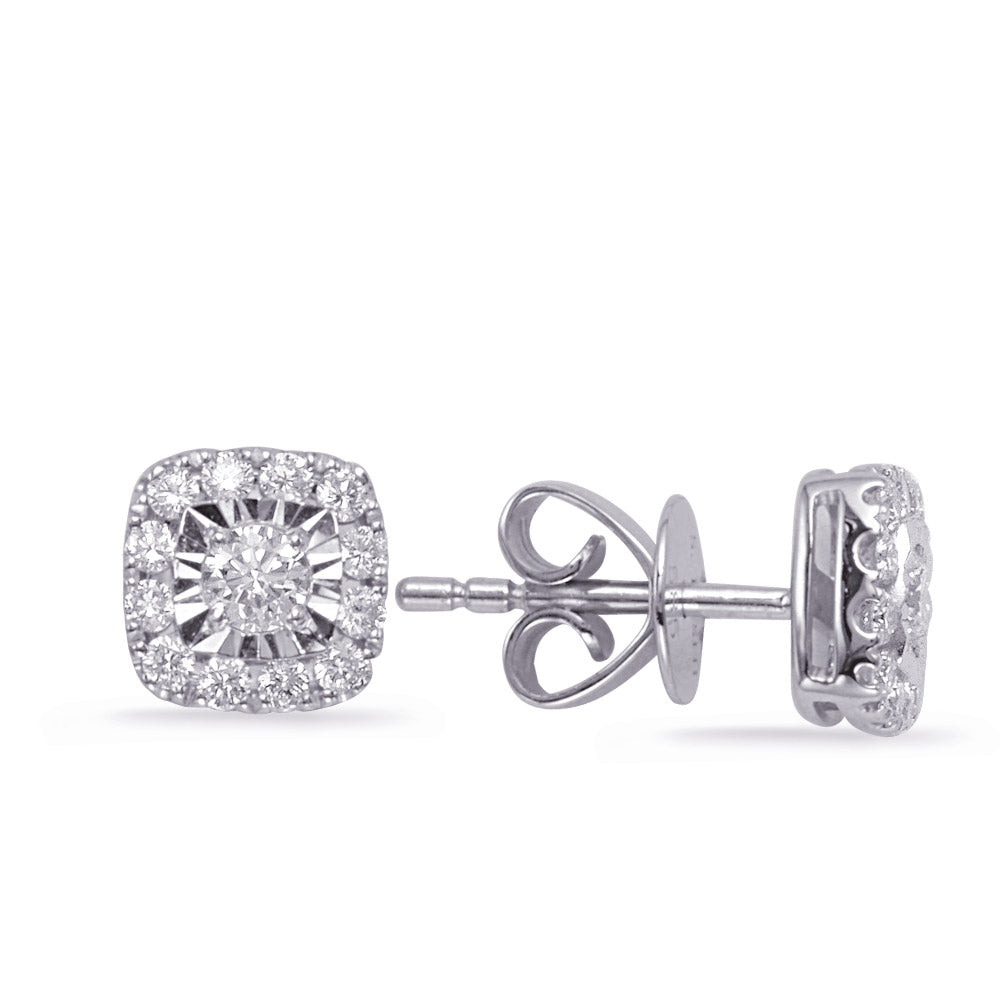 This Earring is available in 14K White Gold. There are a total of 26 stones. There are Rounds with a total carat weight of 0.42 set in a Prong Set setting.