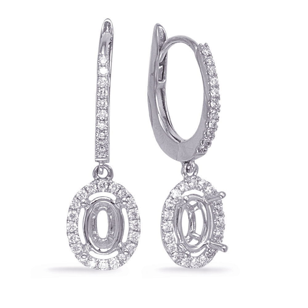 This Earring is available in 14K White Gold. There are a total of 62 stones. There are Rounds with a total carat weight of 0.27 set in a Micro Prong setting.