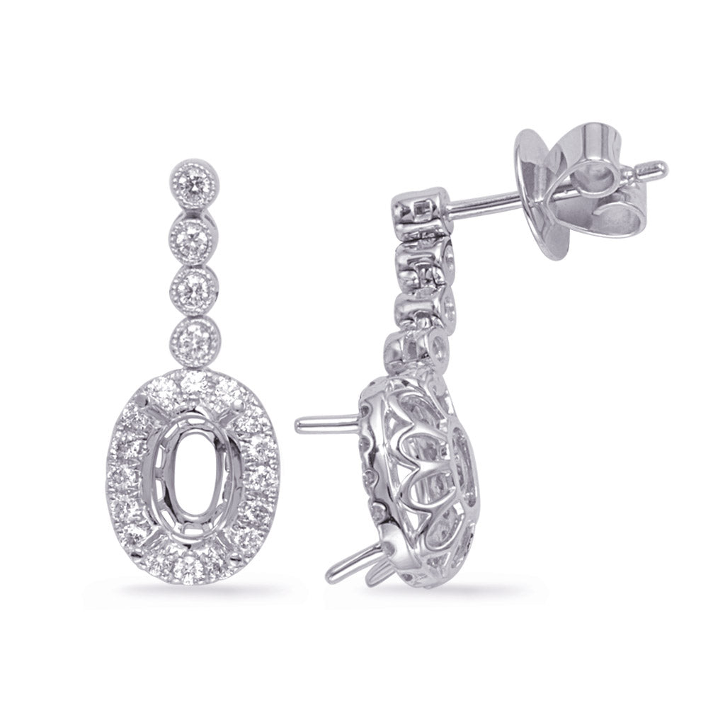 This Earring is available in 14K White Gold. There are a total of 36 stones. There are Rounds with a total carat weight of 0.24 set in a Bezel Set|Micro Prong setting.