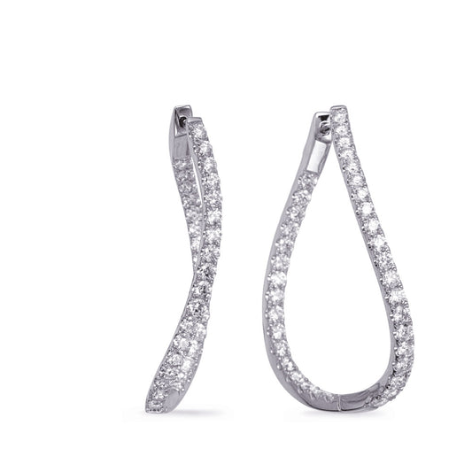This Earring is available in 14K White Gold. There are a total of 72 stones. There are Rounds with a total carat weight of 3.49 set in a Micro Prong setting.