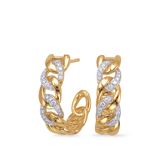 This Earring is available in 14K Yellow Gold. There are a total of 48 stones. There are Rounds with a total carat weight of 0.23 set in a Micro Prong setting.