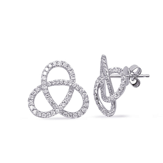 This Earring is available in 14K White Gold. There are a total of 108 stones. There are Rounds with a total carat weight of 0.54 set in a Micro Prong setting.