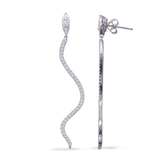 This Earring is available in 14K White Gold. There are a total of 84 stones. There are Marquise with a total carat weight of 0.37 set in a Micro Prong|Prong Set setting.There are Rounds stones with a total carat weight of 0.56 set in a Micro Prong|Prong Set.