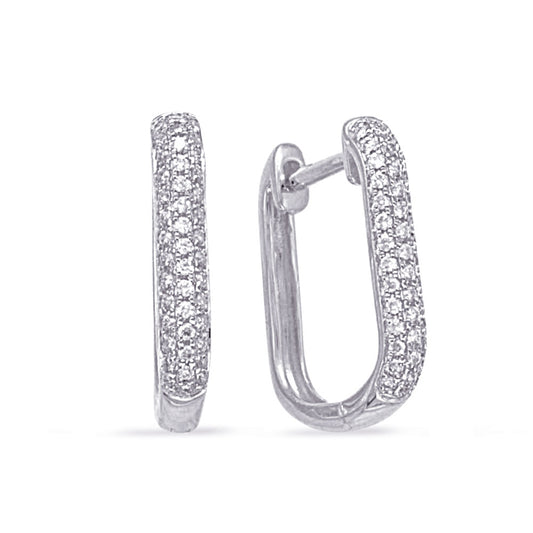 This Earring is available in 14K White Gold. There are a total of 86 stones. There are Rounds with a total carat weight of 0.27 set in a Micro Prong setting.