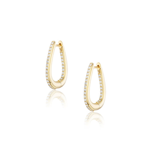 14k Diamond Heritage Buckle Hoop Earrings