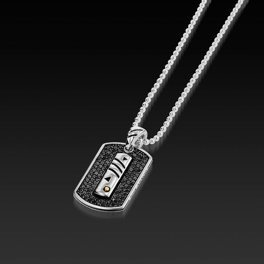 Matrix Black Diamond Dog Tag Necklace