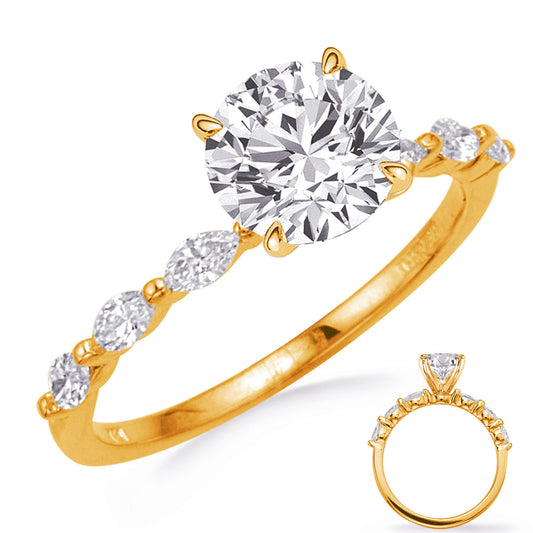 This Engagement Ring is available in 14K Yellow Gold. There are a total of 6 stones. There are Marquise with a total carat weight of 0.36 set in a setting.