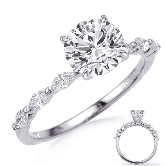This Engagement Ring is available in 14K White Gold. There are a total of 6 stones. There are Marquise with a total carat weight of 0.48 set in a setting.