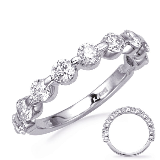 This Band is available in 14K White Gold. There are a total of 9 stones. There are Round with a total carat weight of 1.62 set in a setting.