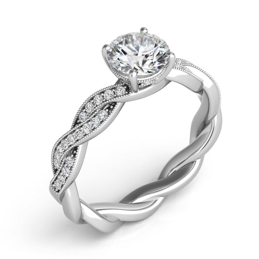 This Engagement Ring is available in 14K White Gold. There are a total of 40 stones. There are Rounds with a total carat weight of 0.22 set in a Micro Pave setting.