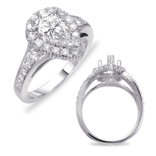This Engagement Ring is available in 14K White Gold. There are a total of 29 stones. There are Rounds with a total carat weight of 0.66 set in a Micro Prong setting.