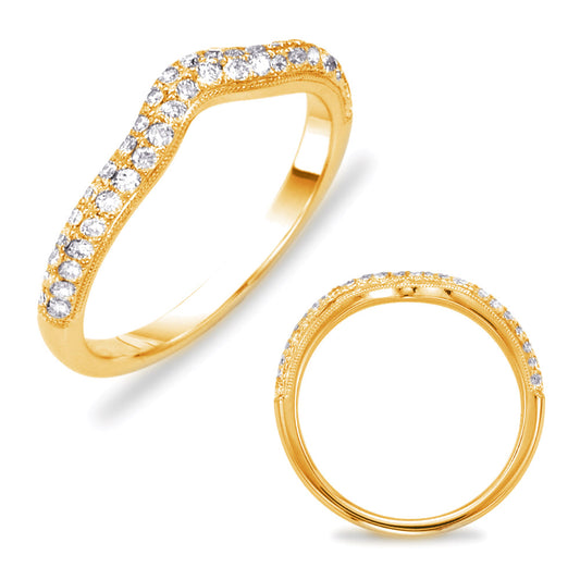 This Band is available in 14K Yellow Gold. There are a total of 44 stones. There are Round with a total carat weight of 0.32 set in a Micro Pave setting.