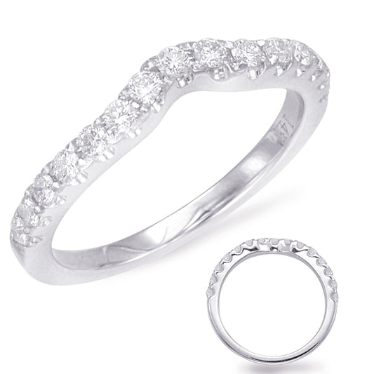 This Band is available in 14K White Gold. There are a total of 15 stones. There are Round with a total carat weight of 0.33 set in a Bezel Set|Micro Pave|Prong Set setting.